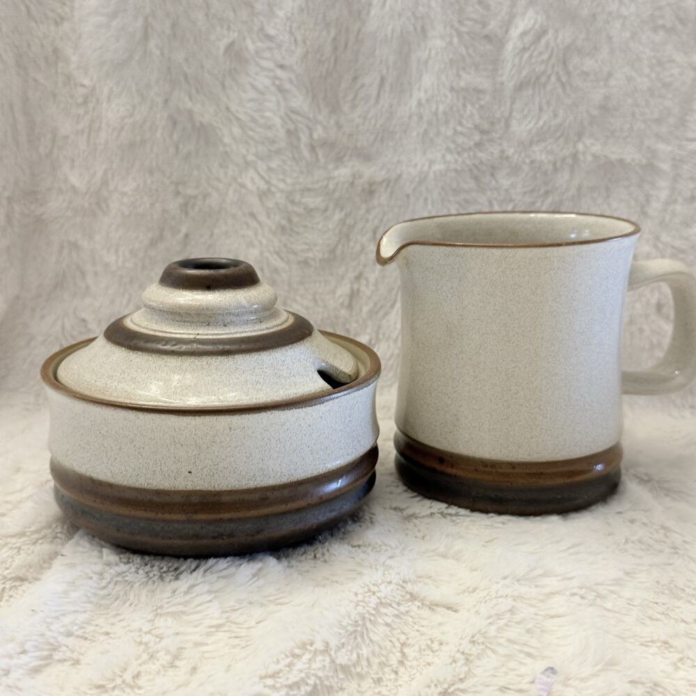 Denby Potters Wheel Creamer & Sugar (with Lid) GREEN VINTAGE
